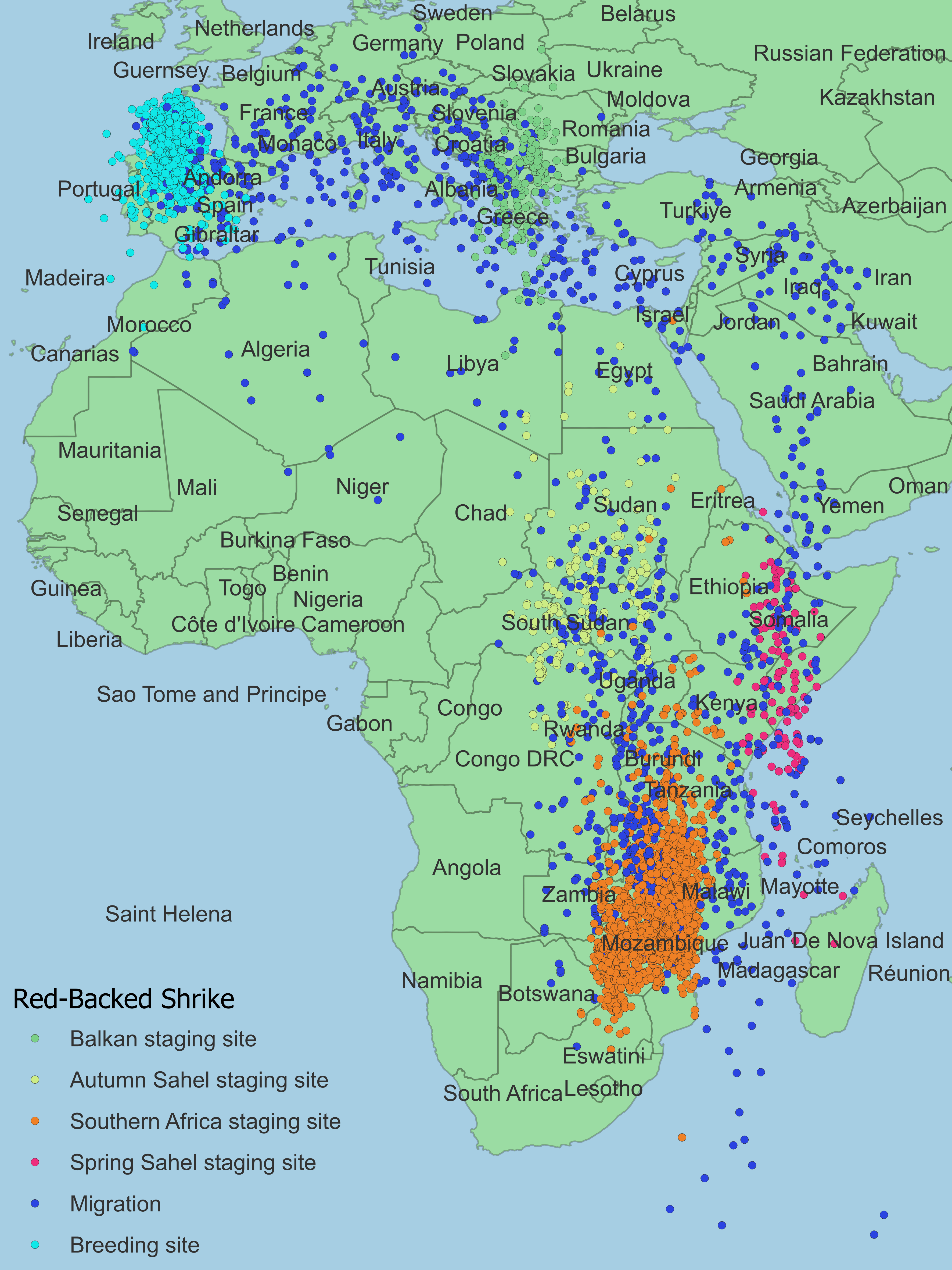 Figure 2: Point map showing the locations data was collected during the study